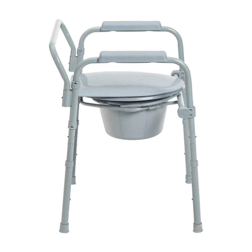 Folding Steel Commode by Drive Medical – Lightweight Portable Adjustable Commode Chair – Care Made